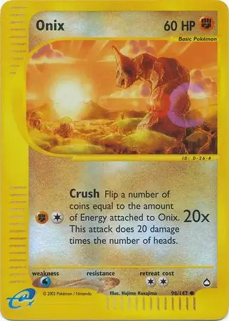 Onix Reverse Holo Pokemon card from Aquapolis