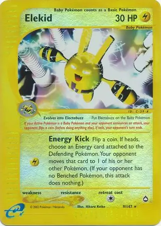 Elekid Reverse Holo Pokemon card from Aquapolis