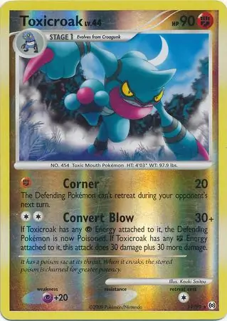 Toxicroak Reverse Holo Pokemon card from Arceus