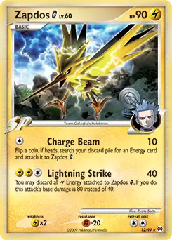 Zapdos G Holo Pokemon card from Arceus