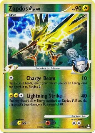 Zapdos G Reverse Holo Pokemon card from Arceus