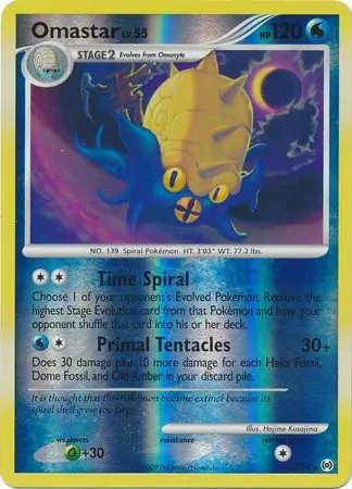 Omastar Reverse Holo Pokemon card from Arceus