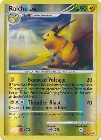 Raichu Reverse Holo Pokemon card from Arceus