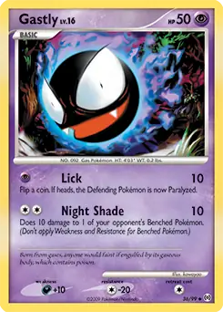 Gastly Pokemon card from Arceus
