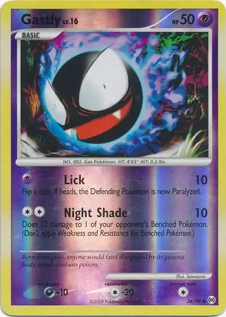 Gastly Reverse Holo Pokemon card from Arceus