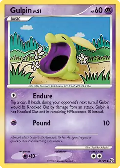 Gulpin Pokemon card from Arceus