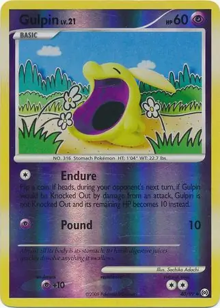 Gulpin Reverse Holo Pokemon card from Arceus