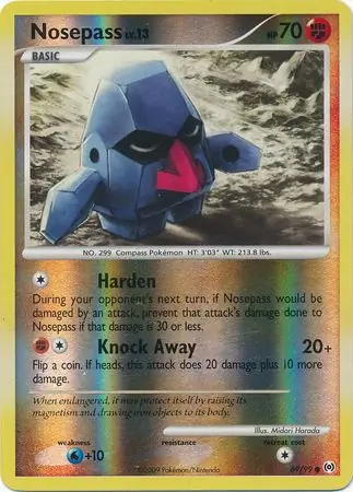 Nosepass Reverse Holo Pokemon card from Arceus