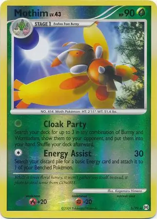 Mothim Reverse Holo Pokemon card from Arceus