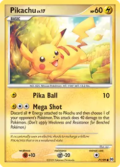 Pikachu Pokemon card from Arceus