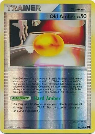 Old Amber Reverse Holo Pokemon card from Arceus