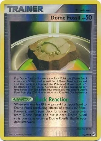 Dome Fossil Reverse Holo Pokemon card from Arceus