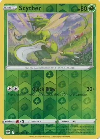 Scyther Reverse Holo Pokemon card from Astral Radiance