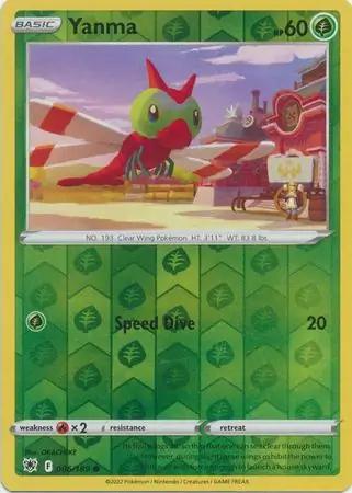 Yanma Reverse Holo Pokemon card from Astral Radiance