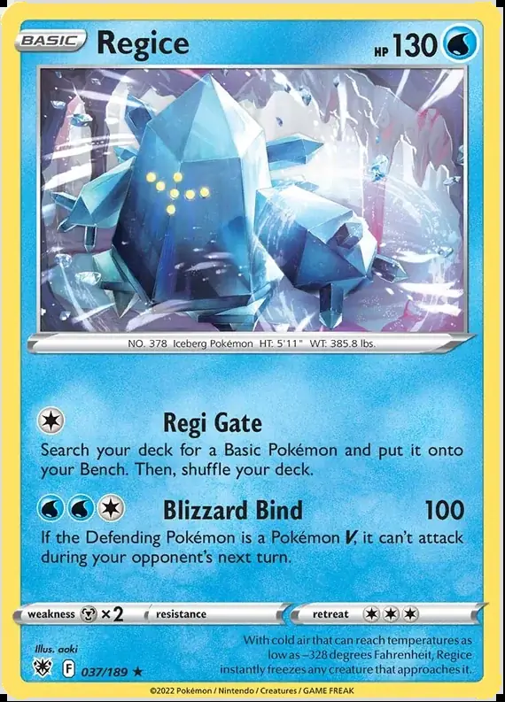 Regice Pokemon card from Astral Radiance