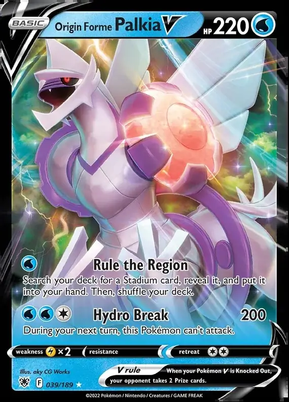 Origin Forme Palkia V Pokemon card from Astral Radiance