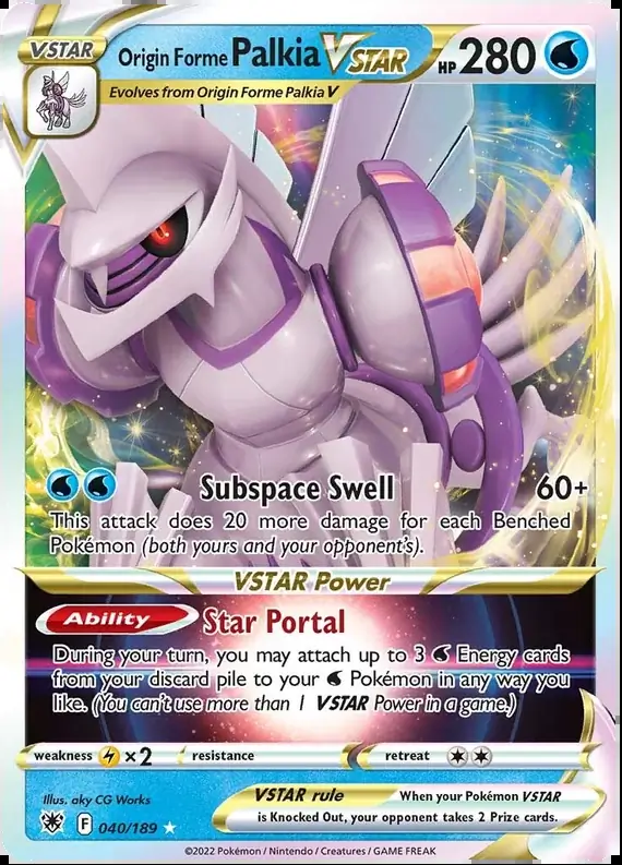 Origin Forme Palkia VSTAR Pokemon card from Astral Radiance