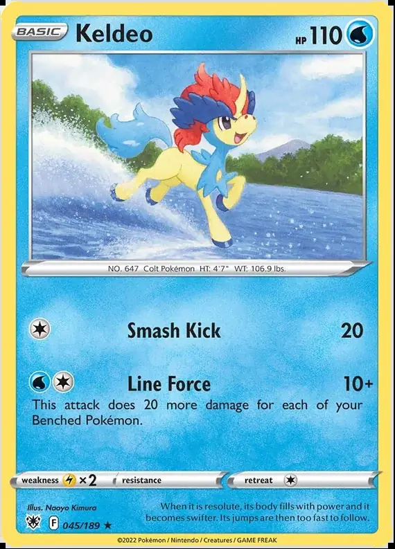 Keldeo Pokemon card from Astral Radiance
