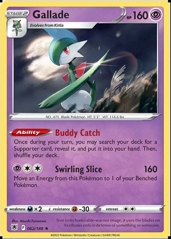 Gallade Pokemon card from Astral Radiance