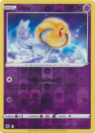 Uxie Reverse Holo Pokemon card from Astral Radiance