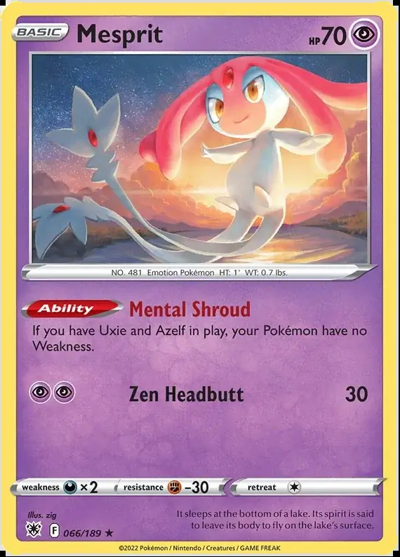 Mesprit Pokemon card from Astral Radiance