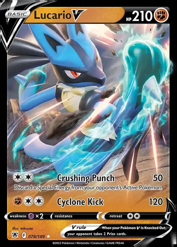 Lucario V Pokemon card from Astral Radiance