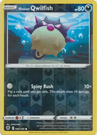 Hisuian Qwilfish Reverse Holo Pokemon card from Astral Radiance