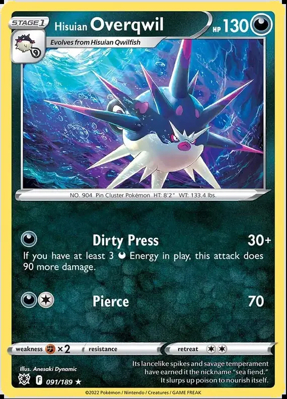 Hisuian Overqwil Pokemon card from Astral Radiance