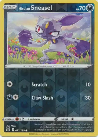 Hisuian Sneasel Reverse Holo Pokemon card from Astral Radiance