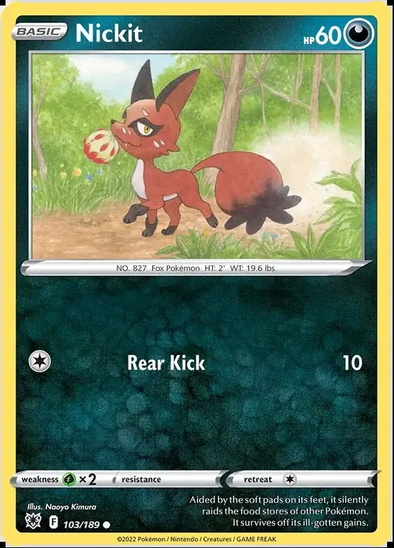 Nickit Pokemon card from Astral Radiance