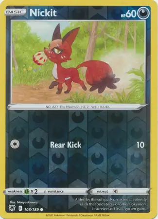 Nickit Reverse Holo Pokemon card from Astral Radiance