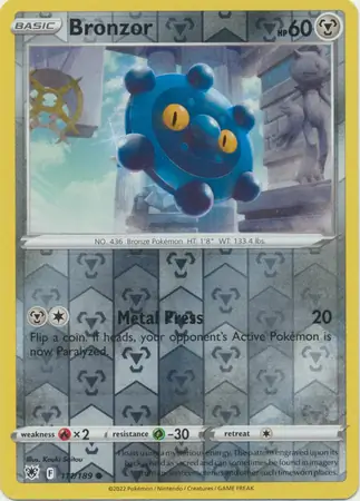Bronzor Reverse Holo Pokemon card from Astral Radiance