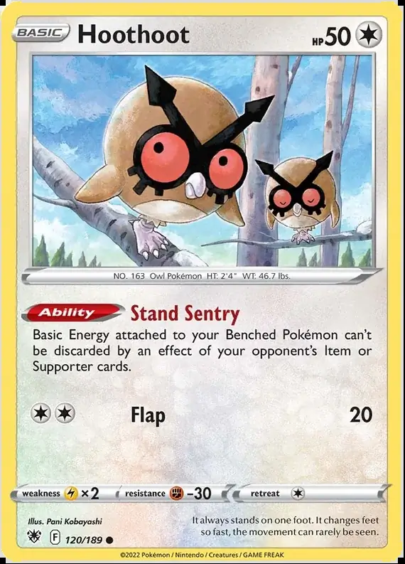 Hoothoot Pokemon card from Astral Radiance
