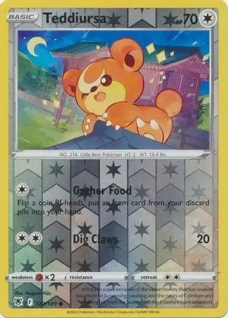 Teddiursa Reverse Holo Pokemon card from Astral Radiance