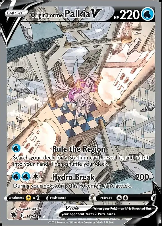 Origin Forme Palkia V Pokemon card from Astral Radiance
