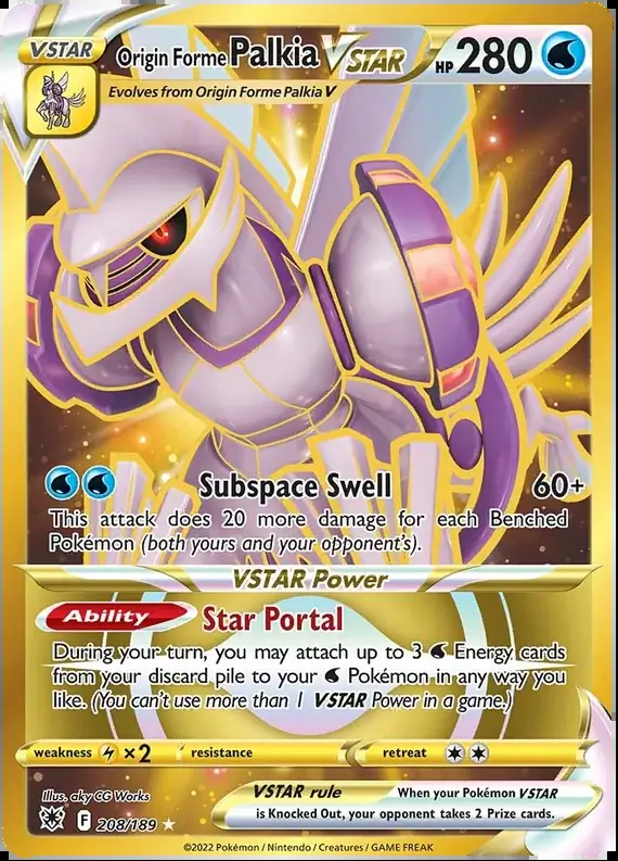 Origin Forme Palkia VSTAR Pokemon card from Astral Radiance