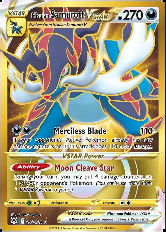 Hisuian Samurott VSTAR Pokemon card from Astral Radiance