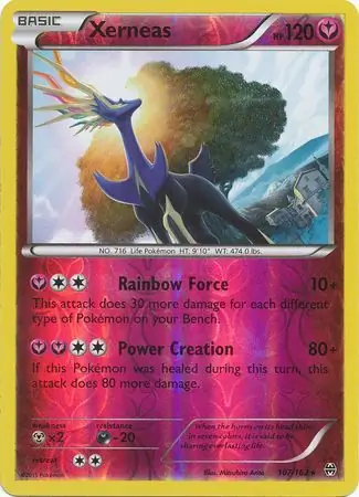 Xerneas Reverse Holo Pokemon card from BREAKthrough