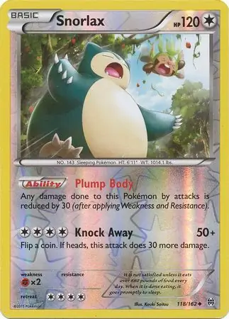 Snorlax Reverse Holo Pokemon card from BREAKthrough
