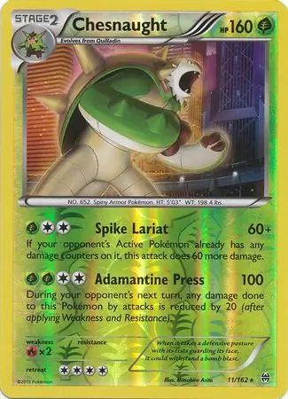 Chesnaught Reverse Holo Pokemon card from BREAKthrough