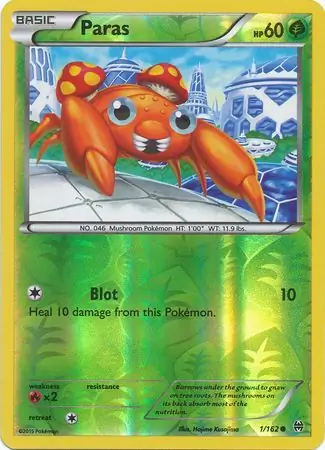 Paras Reverse Holo Pokemon card from BREAKthrough