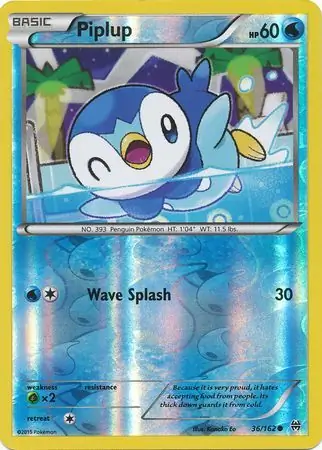 Piplup Reverse Holo Pokemon card from BREAKthrough