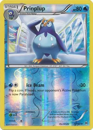 Prinplup Reverse Holo Pokemon card from BREAKthrough