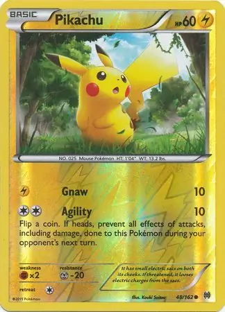 Pikachu Reverse Holo Pokemon card from BREAKthrough
