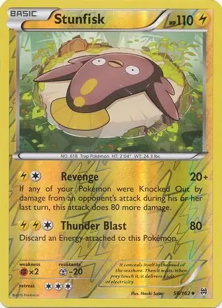 Stunfisk Reverse Holo Pokemon card from BREAKthrough
