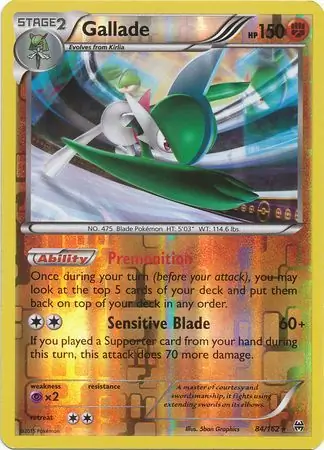 Gallade Reverse Holo Pokemon card from BREAKthrough