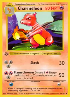 Charmeleon Pokemon card from Base Set 1st Edition
