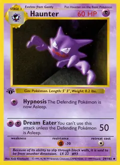 Haunter Pokemon card from Base Set 1st Edition