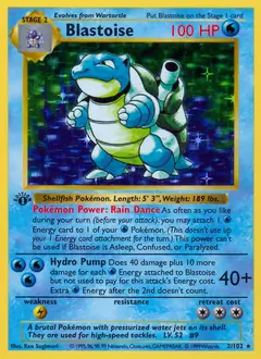 Blastoise Holo Pokemon card from Base Set 1st Edition