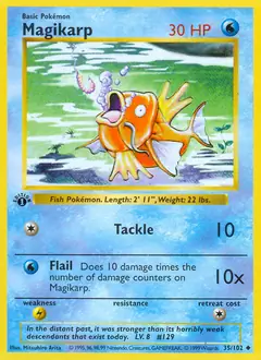 Magikarp Pokemon card from Base Set 1st Edition
